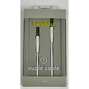 Heyday Audio Cable 3ft 3.5mm AUX Plug White 2 Pack New